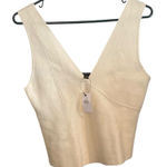 Banana Republic  New Cream Ribbed V-Neck Crop Top Tank Cotton Christmas Gift Photo 0