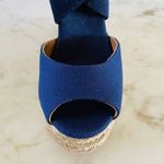 Tory Burch  Solid Denim Blue Espadrille Wedge Platform Sandal - US 7.5 Photo 4