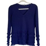 Trina Turk Merino Wool Navy Blue Sweater Size Small Tassel Fringe Photo 0