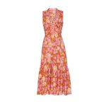 Warm Sierra Midi Dress Women's Size 3 Pink Orange Floral Ruffle Sleeveless RTR Size L Photo 11