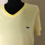 Lacoste Yellow Striped V-Neck Shirt Photo 1