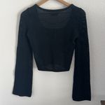 Hollister  Black Open Knit Squared Neck Wide Sleeve Top Small Photo 1