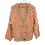 Altar'd State Altar’d State Tan Retro Floral Acrylic Sweater Cardigan Size Medium Photo 0
