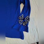 Jean Bourget Royal Blue Blouse with Beaded Cuffs Size M Photo 3