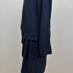 Hanii Y Wool Dress Long Sleeve Draped Navy Blue Round Neck Minimalist Medium. Photo 6