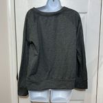 Adidas Women's Spellout Pullover Sweatshirt Climawarm Thumbholes Gray size L Photo 3