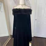 VTG Cachet Deadstock NWT Whimsygoth Fur Trim Off Shoulder Velvet Evening Gown L Black Size 12 Photo 2