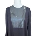 BCBGMAXAZRIA Black Aero Faux Leather Zipper Long Sleeve Photo 2