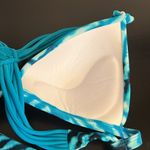 Hula Honey  push-up bikini Top, racer strappy back, ties at back, Blue, M, NWT Photo 10