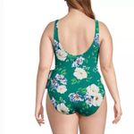 Lands' End NEW 20W 20 Side Tie One Piece Swimsuit Island Emerald Petunia Floral Photo 1