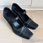 Y2K Leather Heeled Mary Janes Black Kenneth Cole Reaction Square Toe Classic Size 7 Photo 0