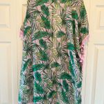 Tropical Leaf Print Kimono Cardigan with Pink Tassels Coverup OSFM Green Size undefined Photo 1