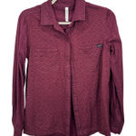 RVCA  Geometric Print Long Sleeve Button Up Shirt Burgundy Women's Size Medium Photo 0