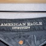 American Eagle Women's 8 Black Wash Denim Frayed Hem Hi Rise Festival Mini Skirt Photo 2