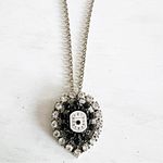 Artisan Crafted Steampunk Rhinestone Pendant Necklace Vintage Watch Face NWT Black Photo 1