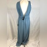 Lulus Divine Muse Slate Blue Wide-Leg Chiffon Jumpsuit size Large NWT Photo 6