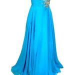 Tony Bowls Strapless Sweetheart Rhinestone Evening Long Gown Blue Size 6 Prom Photo 1