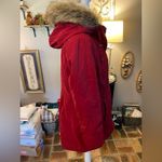 a.n.a  red quilted parka with fur trimmed hood. Photo 4