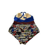 Eloquii  Women's Blue & Brown Sleeveless One Piece Swimsuit Size 24W Photo 4