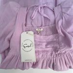 easel  Pink Babydoll Puff Sleeve Pleated Tiered Dress NWT Small Cottage Fairy Photo 1