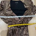 Retrofête  Flora Lamé High-Low deep V-neck Wrap Dress - Bronze EUC Photo 7