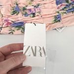 ZARA NWT Women's Floral Halter Ruched Corsetry-Inspired Crop Top Pink Size XS Photo 4