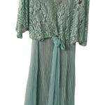 Vintage Jack Bryan Teal Maxi Dress‎ – Chiffon, Pleated Skirt & Beaded Lace Green Size 12 Photo 0