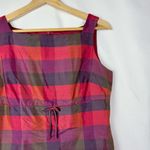 Talbots  Vintage Red & Purple Plaid Square Neck Shift Pencil Dress 4 Photo 2