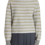 Vince ‎ Green Gray Fair Isle Striped Wool Cashmere Turtleneck Sweater Size Small Photo 0