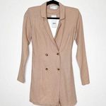 ASOS NWT  Design Linen Blend Double-Breasted Open Back Romper Women's Tan Size 2 Photo 0