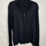 Black Faux Suede Front Full Zip Cardigan Sweater Sz Large? Photo 0
