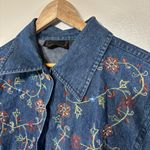 New Directions 100% Cotton Denim Embroidered Floral Button Down Top Size L Red Size L Photo 1