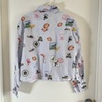 Banana Republic  Shirt Womens Sz L Long Sleeve Button Up Blue 100% Linen Animals Photo 2