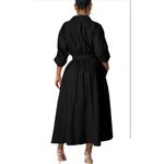 NEW Collar Neck High Waist Flared Button Down Maxi Shirt Dress XL Black Photo 1