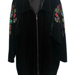 Bob Mackie Vintage Black Velvet Jacket Full Zip 2X Jewels Art To Wear Colorful Photo 0