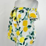 Who What Wear Lemon Print Tie Front Off The Shoulder Shirt Size Medium Photo 10