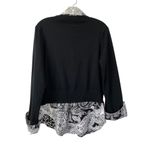 Essentials by Milano Layered 2 in 1 Button Up Floral Paisley Sweater Top Size L Black Size L Photo 7