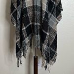 NWT Ganz Plaid Fringe Shawl Sweater, One Size Black Size undefined Photo 8