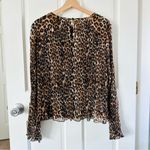 EXPRESS Leopard Print Pleated Georgette Blouse Animal Print Lined Size M Photo 2