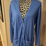 Talbots  V-NECK POINTELLE GIRLFRIEND CARDIGAN Blue Mature Career Office Sz L Photo 0