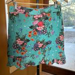 Esqualo Teal Floral Mini Lined Skirt w/ Bottom Ruffle Size 6 Blue Photo 1