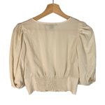 Forever 21  Cream Button Front Puff Sleeve Cropped Top S Photo 1