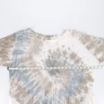 Valentina Naldi Italy 100% Linen Tunic Top Silk Hem Tie Dye Beige Gray Photo 8