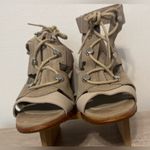 Sorel  Sandals Nadia Taupe Suede Strappy Lace Up Chunky Block Heel Shoes Size 10 Photo 2