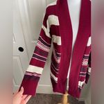 Say What? Say What Cardigan Medium Burgandy Striped Photo 3