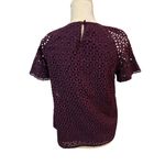 J.Crew Eyelet purple blouse top lace deep purple sz 8 flowy pullover shirt women Photo 4