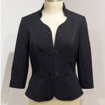 White House | Black Market  Women's Black 3/4 Sleeve Cropped Peplum Blazer Size 4 Photo 0
