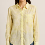 Pilcro  Women’s Butter Yellow Button Down Blouse Size S Lightweight Crinkle Shirt Photo 0