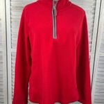 Old Navy  Women's Quarter Zip Fleece Jacket Red w Gray Trim-Large Photo 0