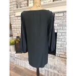 Elizabeth and James  Black Silk Long Sleeve Boat Neck Shift Dress Size M chiffon Photo 4